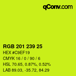 Color code: RGB 201 239 25 | qconv.com