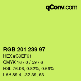 Color code: RGB 201 239 97 | qconv.com