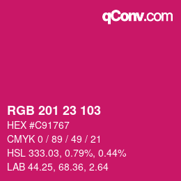 カラーコード: RGB 201 23 103 | qconv.com