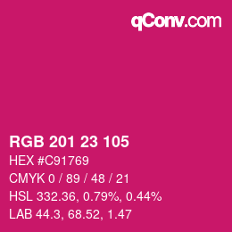 カラーコード: RGB 201 23 105 | qconv.com