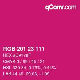 Color code: RGB 201 23 111 | qconv.com