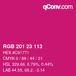 Color code: RGB 201 23 113 | qconv.com