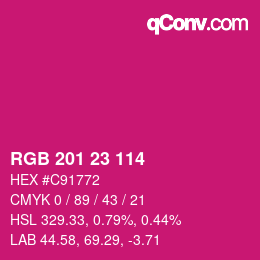Color code: RGB 201 23 114 | qconv.com