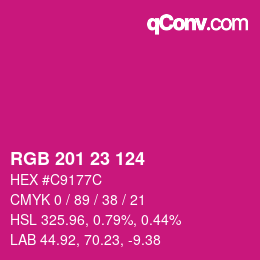 Color code: RGB 201 23 124 | qconv.com