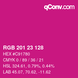 Color code: RGB 201 23 128 | qconv.com