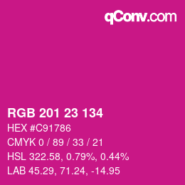 Color code: RGB 201 23 134 | qconv.com