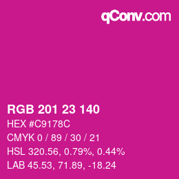 カラーコード: RGB 201 23 140 | qconv.com