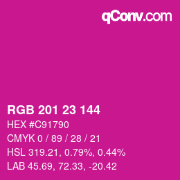 Color code: RGB 201 23 144 | qconv.com