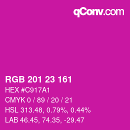 Color code: RGB 201 23 161 | qconv.com