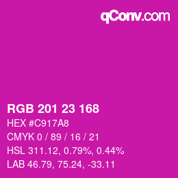 Color code: RGB 201 23 168 | qconv.com