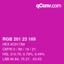 Color code: RGB 201 23 169 | qconv.com