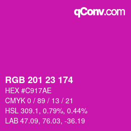 Color code: RGB 201 23 174 | qconv.com
