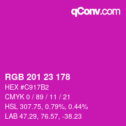 Color code: RGB 201 23 178 | qconv.com