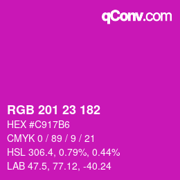 カラーコード: RGB 201 23 182 | qconv.com