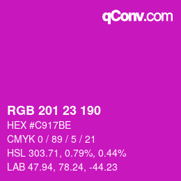 Color code: RGB 201 23 190 | qconv.com