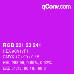 Color code: RGB 201 23 241 | qconv.com