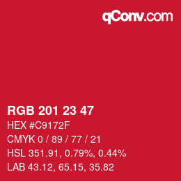 Color code: RGB 201 23 47 | qconv.com