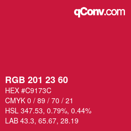 カラーコード: RGB 201 23 60 | qconv.com