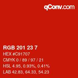 Color code: RGB 201 23 7 | qconv.com