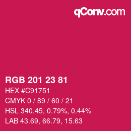 Color code: RGB 201 23 81 | qconv.com