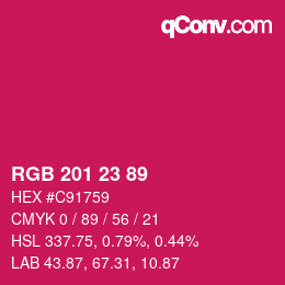 Color code: RGB 201 23 89 | qconv.com