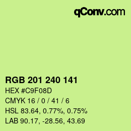Color code: RGB 201 240 141 | qconv.com