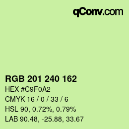 Color code: RGB 201 240 162 | qconv.com