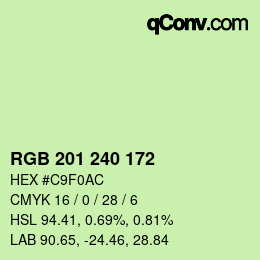 Color code: RGB 201 240 172 | qconv.com