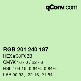 Color code: RGB 201 240 187 | qconv.com