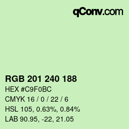 Color code: RGB 201 240 188 | qconv.com