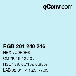 カラーコード: RGB 201 240 246 | qconv.com