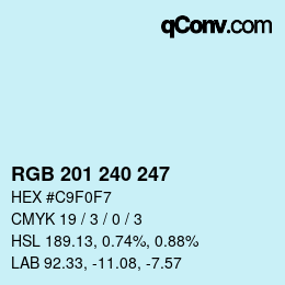 Color code: RGB 201 240 247 | qconv.com