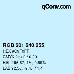 Color code: RGB 201 240 255 | qconv.com