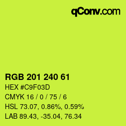 Color code: RGB 201 240 61 | qconv.com