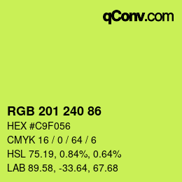Color code: RGB 201 240 86 | qconv.com