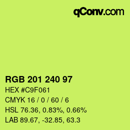 Color code: RGB 201 240 97 | qconv.com