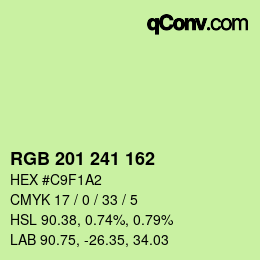 カラーコード: RGB 201 241 162 | qconv.com
