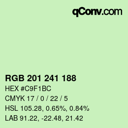Color code: RGB 201 241 188 | qconv.com