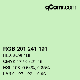 Color code: RGB 201 241 191 | qconv.com