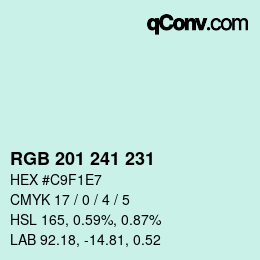 Color code: RGB 201 241 231 | qconv.com