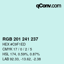 Color code: RGB 201 241 237 | qconv.com