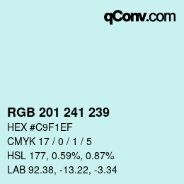 Color code: RGB 201 241 239 | qconv.com