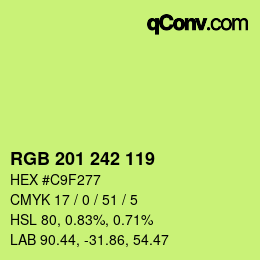 Color code: RGB 201 242 119 | qconv.com