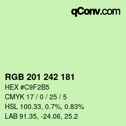 Color code: RGB 201 242 181 | qconv.com