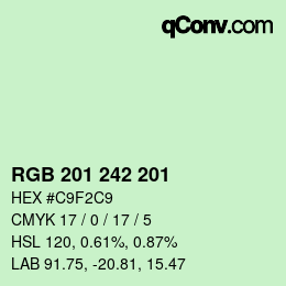 Color code: RGB 201 242 201 | qconv.com