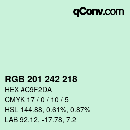 カラーコード: RGB 201 242 218 | qconv.com