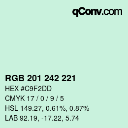 Color code: RGB 201 242 221 | qconv.com