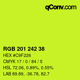Color code: RGB 201 242 38 | qconv.com