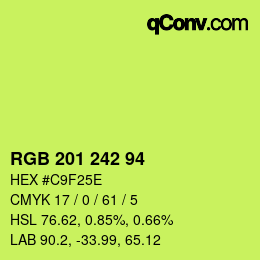 Color code: RGB 201 242 94 | qconv.com