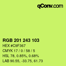 Color code: RGB 201 243 103 | qconv.com